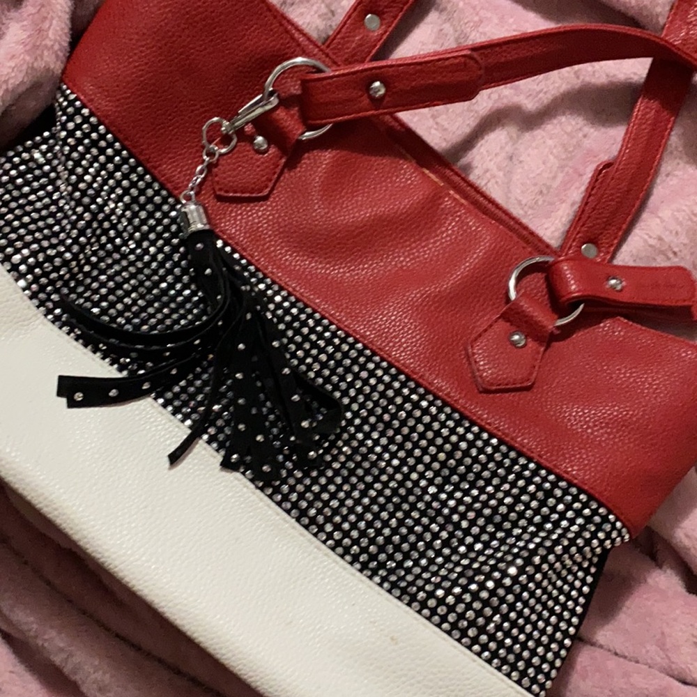 Red black cream purse